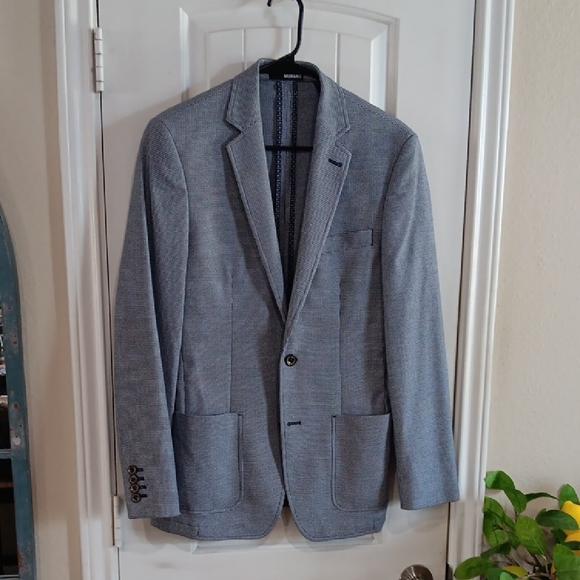 Murano Gray Micro Houndstooth Classic Cut Unstructured Blazer